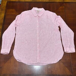 Barbour Sz 10 100% Linen Relaxed Fit Button Down Shirt